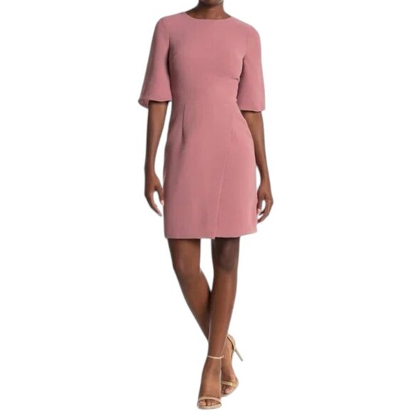 Reiss Myra Crossover Mauve Pink Short Sleeve Sheath Dress - Picture 1 of 13